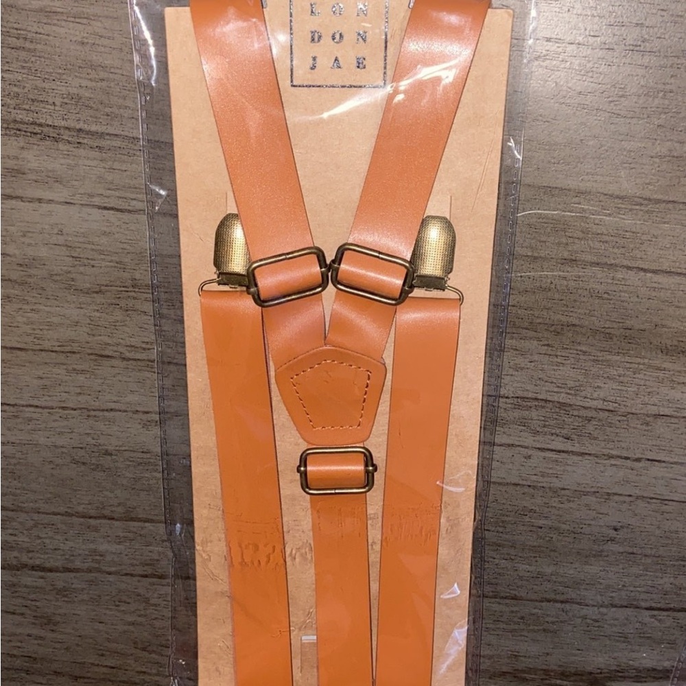 London Jae Caramel Leather Suspenders